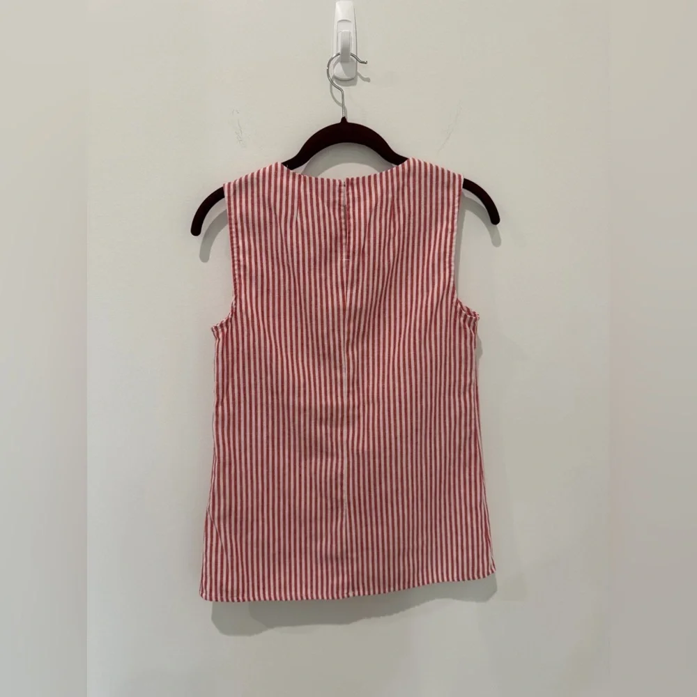 ❤️ J.Crew Red & White Striped Linen Blend Sleeveless Top Size 0 ✨